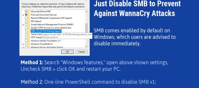 Deshabilite temporalmente "Server Message Block (SMB)" en Windows