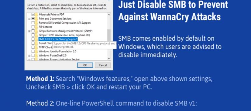 Deshabilite temporalmente "Server Message Block (SMB)" en Windows
